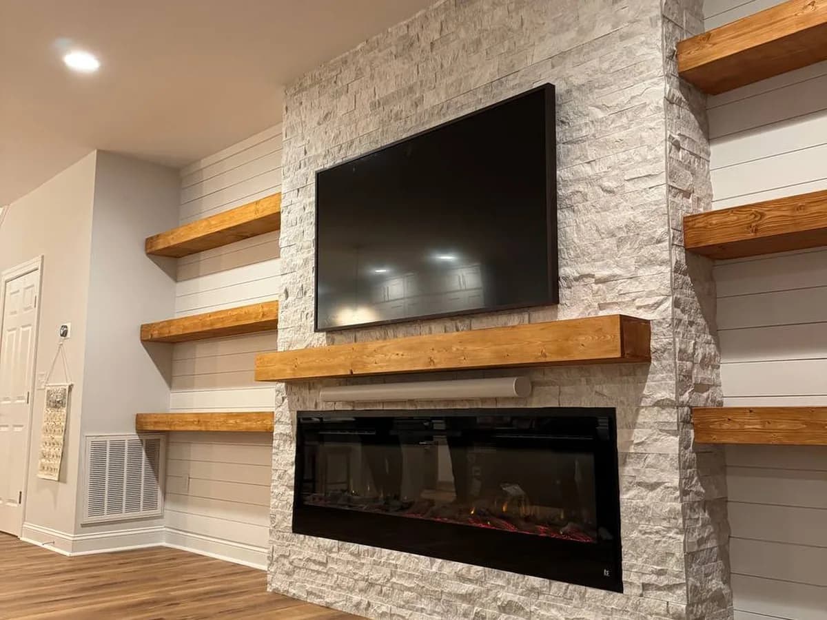 Stone Media Wall project by AWD Walls